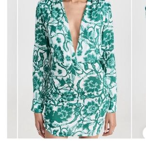 Rumer Bodhi Long Sleeve Mini Shirt‎ Dress Medium Green